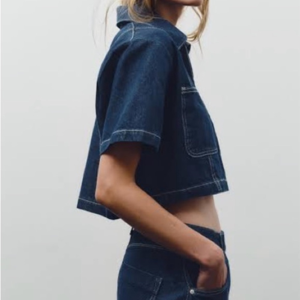 Denim Crop Top - Picture 2 of 8